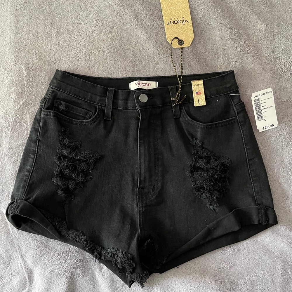 Black shorts with rips